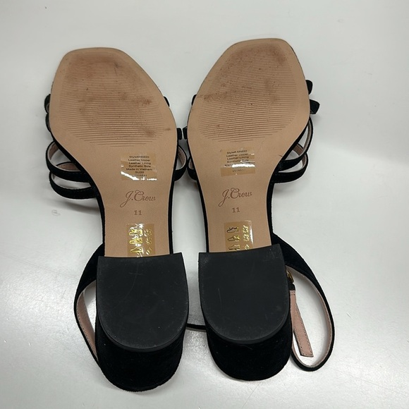 J Crew Odette Heeled Sandals Shoes Ankle Strap Open Toe Suede Black Size 11 - Picture 7 of 8